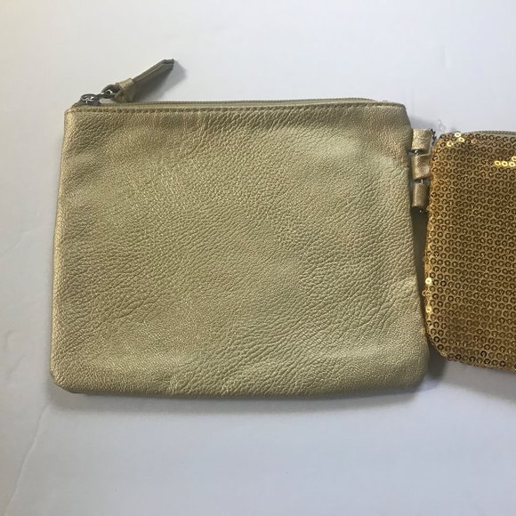 🍀 Cute Gold Love Trio Set Coin Makeup Pouch Cosmetic Travel Bag NEW 🍀 - Picture 4 of 6